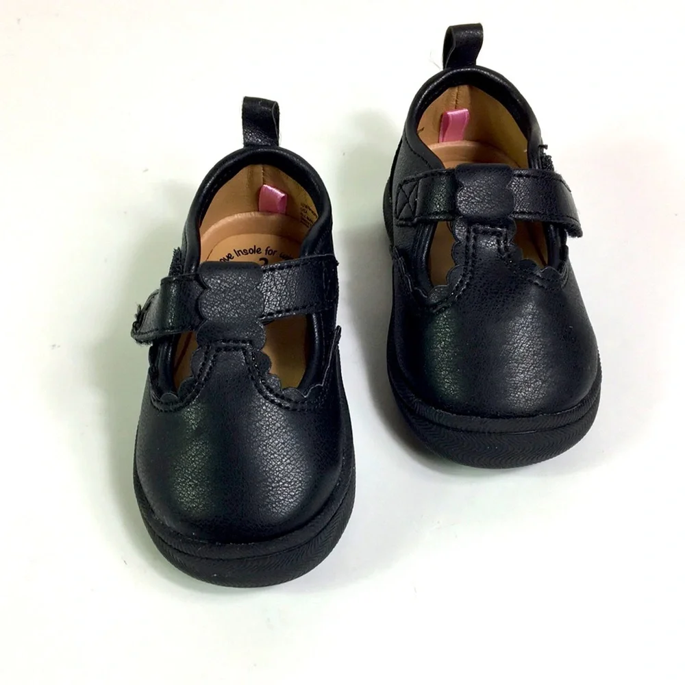 Baby Shoes Size 2 Wonder Nation Girls Black Pink Heart‎